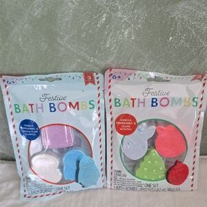 2 Festive Bath Bombs Set - Scented 6 Different Designs New